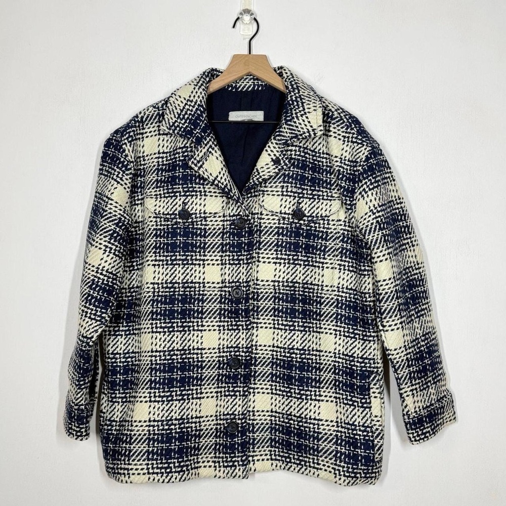 Outerknown Navy and Cream Plaid Utility Jacket